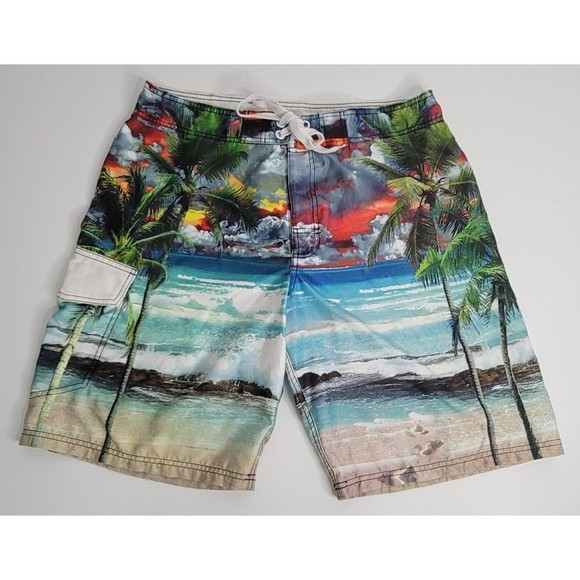 Ocean Pacific OP Mens Swim Trunks Board Shorts Size 36 Pocket Scenic Beach - Picture 6 of 6